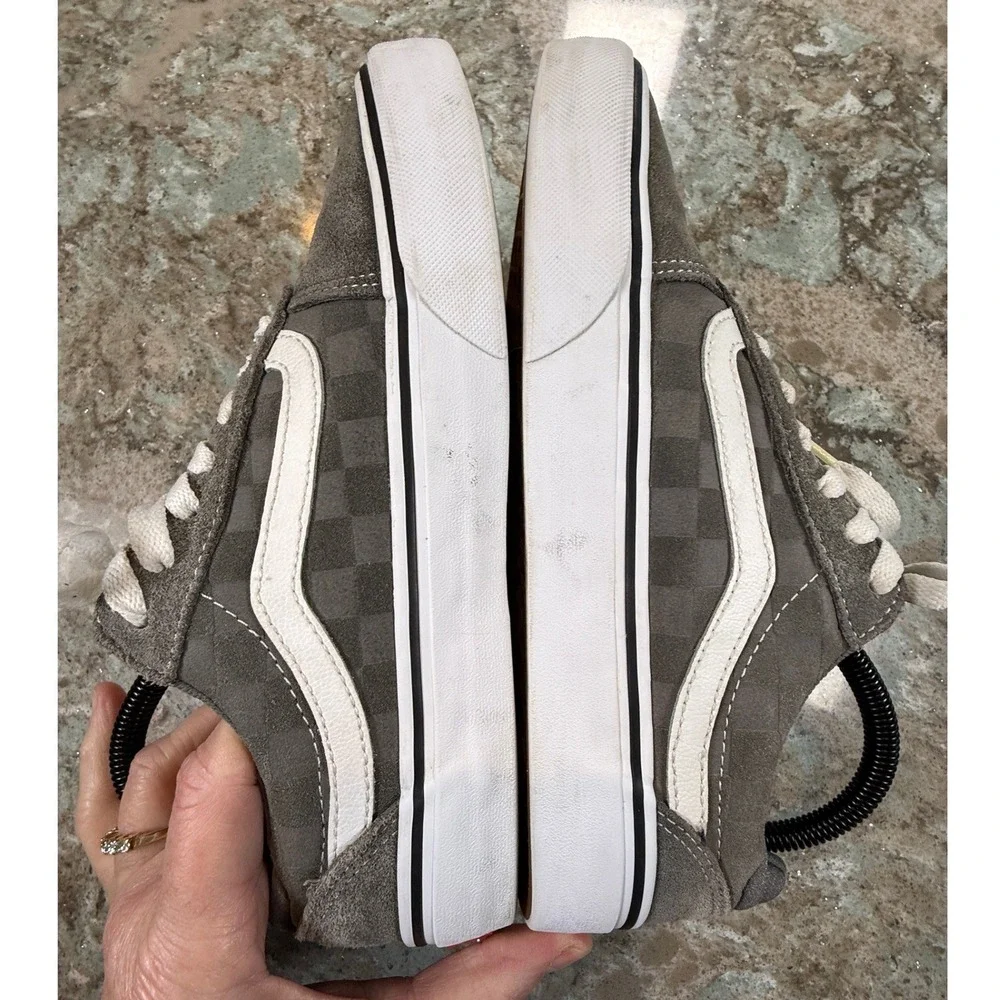 Vans‎ Old Skool Grey Checkerboard Suede Low Top Sneakers Mens 7.5 Women 9